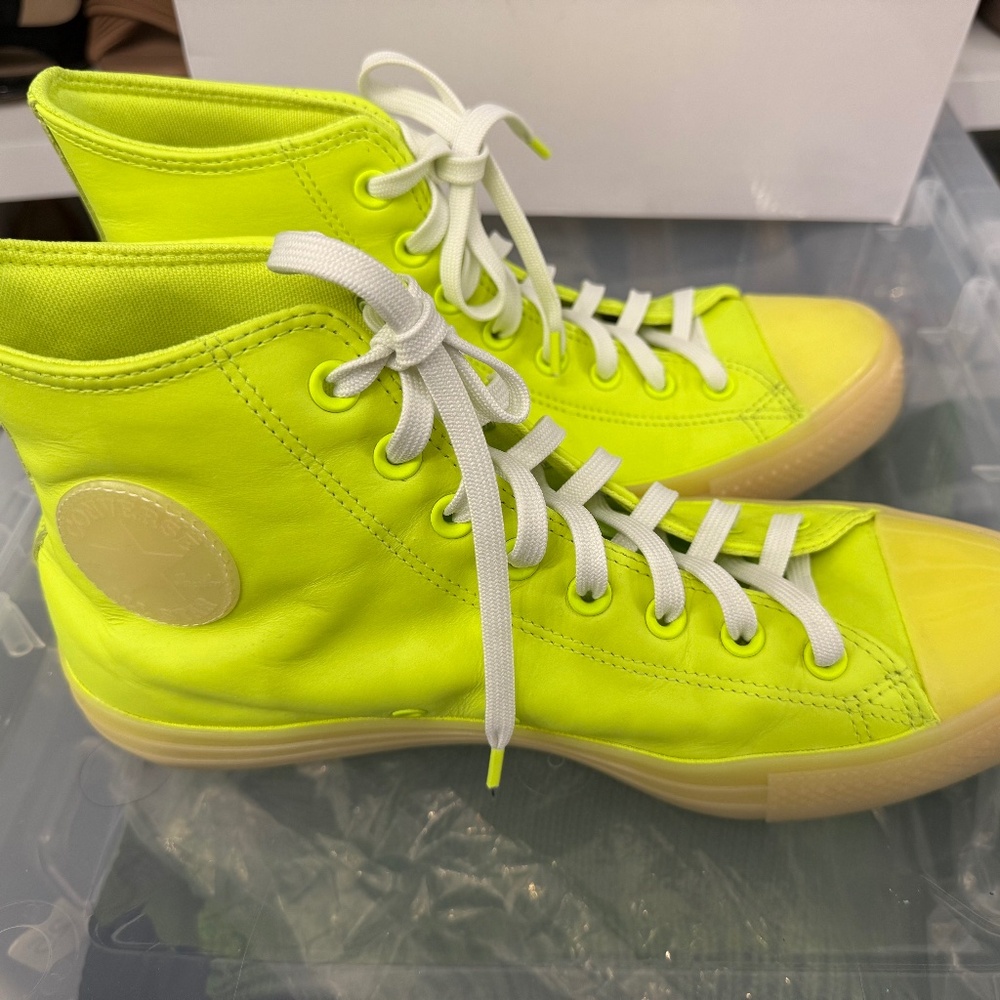 Converse Chuck Taylor All Star High Top 'Neon Yellow' | Men’s 10 Leather - Picture 6 of 13